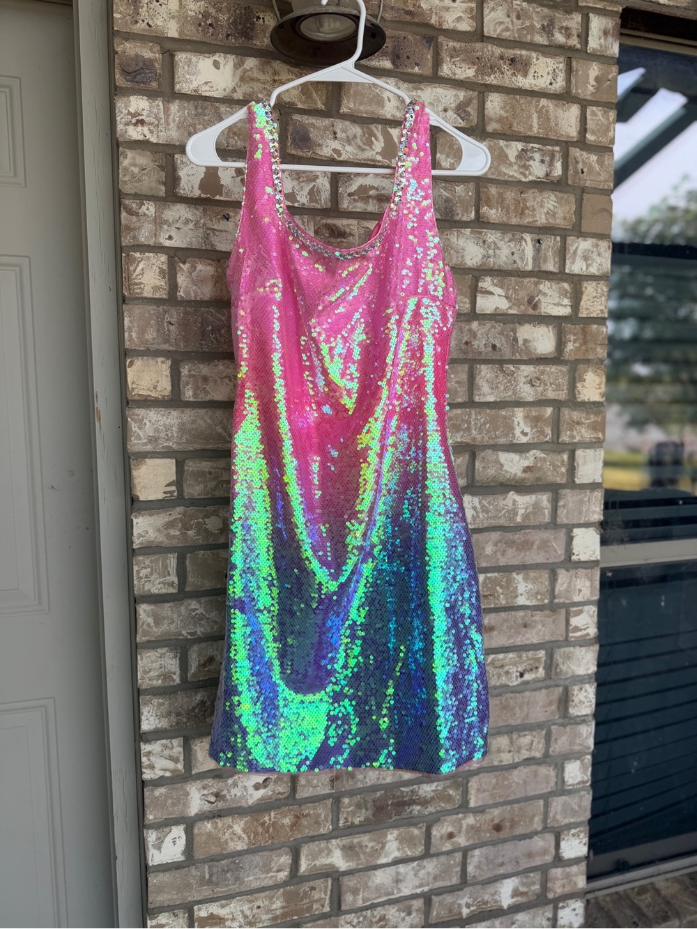 Lola + The Boys Hot Pink Iridescent Sequin Dress